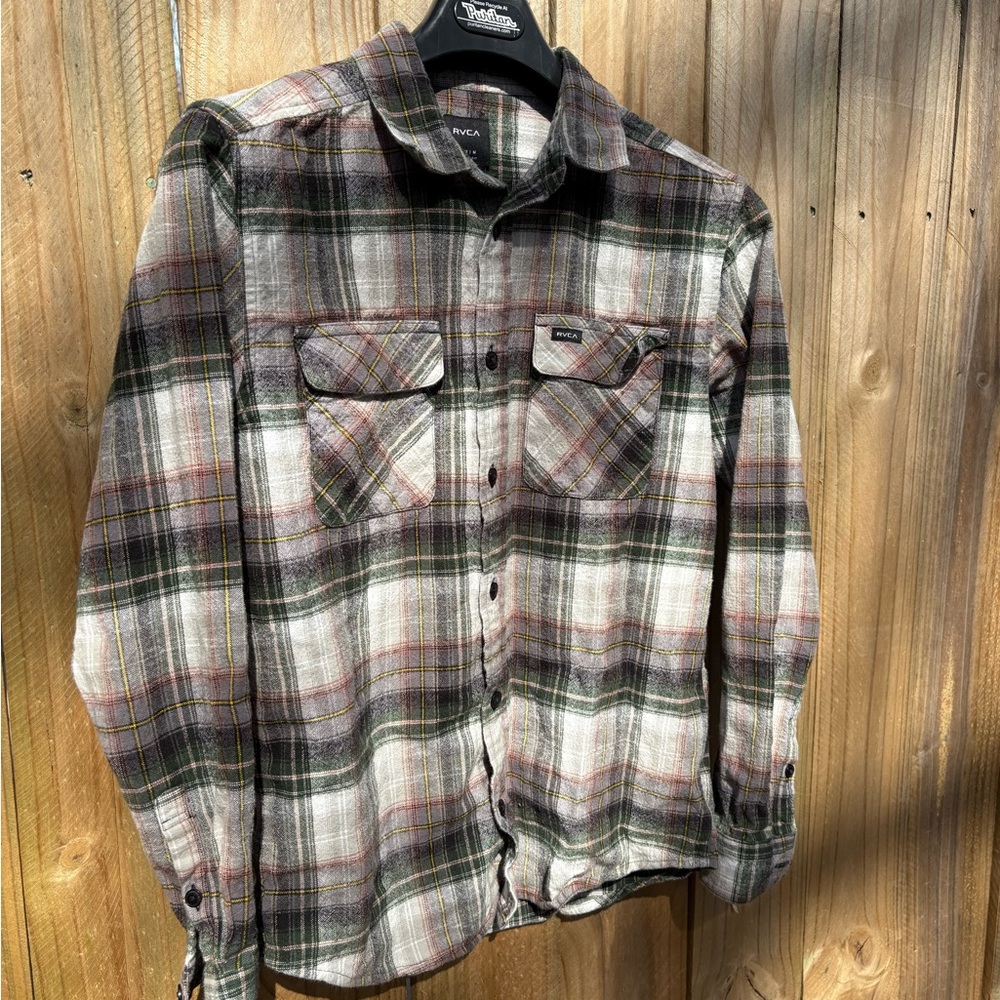 RVCA Plaid Button-Up Shirt - Medium - Regular Fit